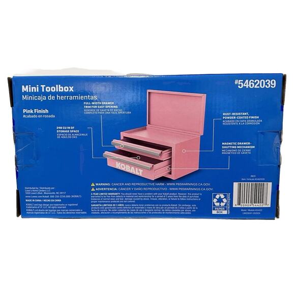 Kobalt Limited Edition Mini Steel Tool Box - Pink Scrapbook/Grooming Garage Box - Picture 5 of 8